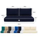 Set Cuscini Premium 120x60 Blu Marino - 1 Seduta + 2 Schienali (Spesso 12cm & Passepoil)