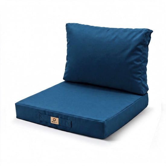 Set Cuscini Salotto da Giardino 50x50 Blu Petrolio - Sfoderabile & Anti-UV (Seduta + Schienale)