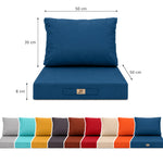 Set Cuscini Salotto da Giardino 50x50 Blu Petrolio - Sfoderabile & Anti-UV (Seduta + Schienale)