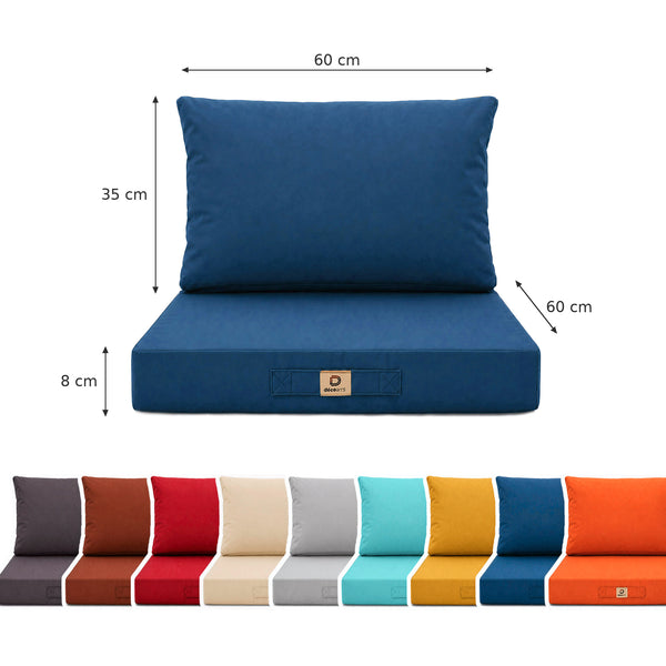 Set Cuscini Salotto da Giardino 60x60 Blu Petrolio - Sfoderabile & Anti-UV (Seduta + Schienale)
