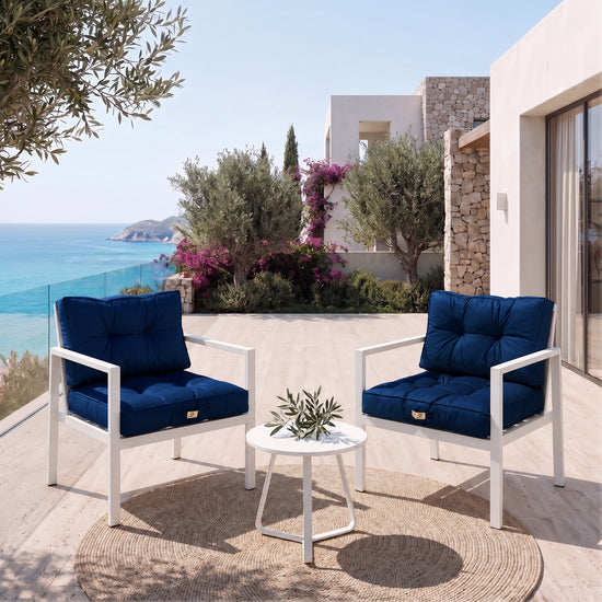 Set Cuscini Trapuntati 50x50 Blu Petrolio - Spesso 15cm & Morbido (Seduta + Schienale)