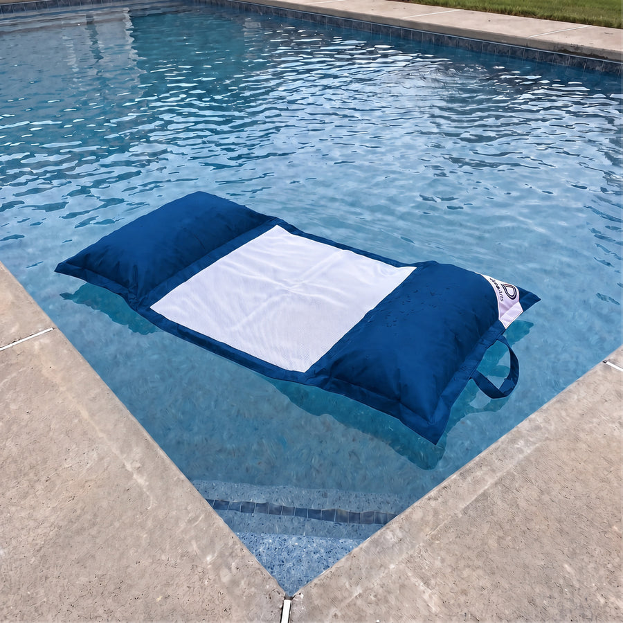 Pouf Galleggiante Piscina XXL 170x90 Blu Petrolio, tessuto in poliestere