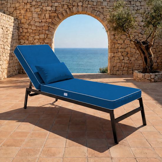 Materassino Premium Lettino 190x60 Blu Royal - Spessore 10cm & Poggiatesta (Sfoderabile)