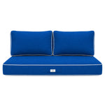 Set Cuscini Premium 120x60 Blu Royal - 1 Seduta + 2 Schienali (Spesso 12cm & Passepoil)