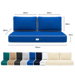 Set Cuscini Premium 120x60 Blu Royal - 1 Seduta + 2 Schienali (Spesso 12cm & Passepoil)