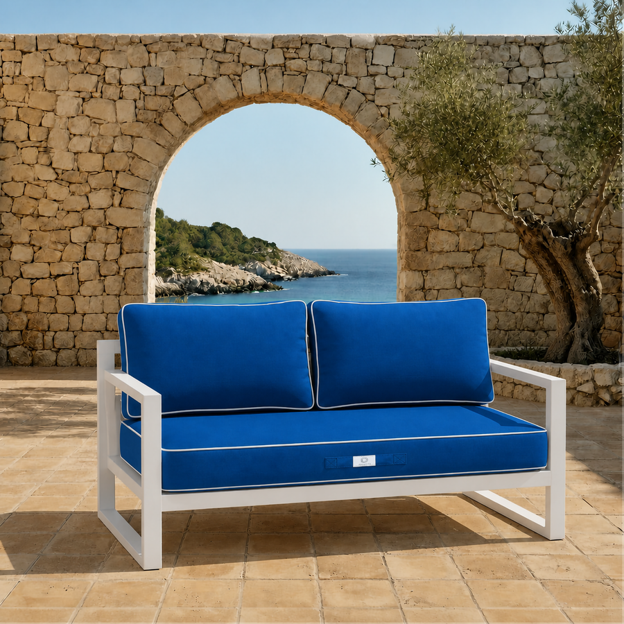 Set Cuscini Premium 120x60 Blu Royal - 1 Seduta + 2 Schienali (Spesso 12cm & Passepoil)