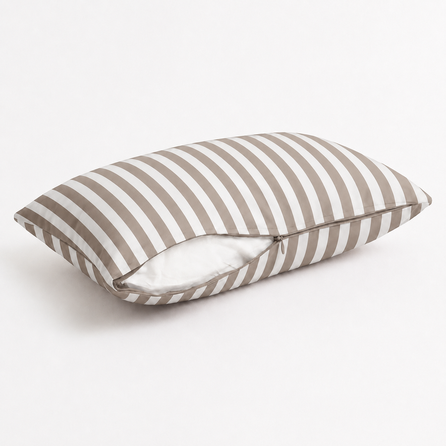 Set di 2 Cuscini Decorativi da Giardino 60x35 cm Righe Beige – foto 3