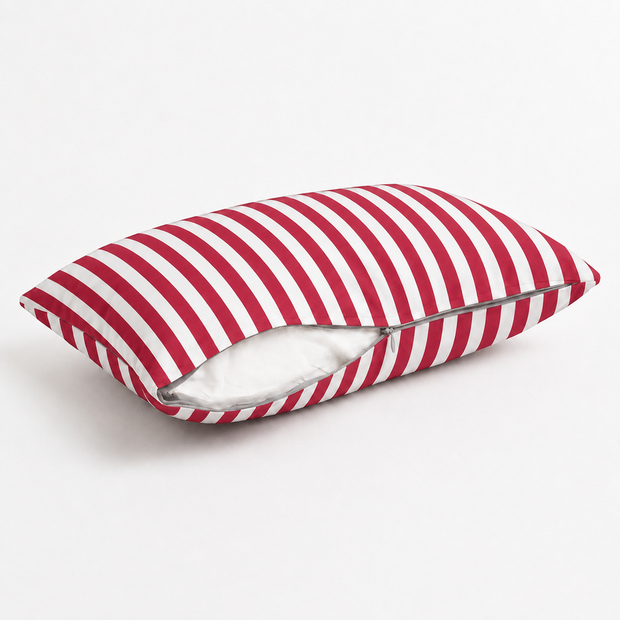 Set di 2 Cuscini Decorativi da Giardino 60x35 cm Righe Rosso – foto 3