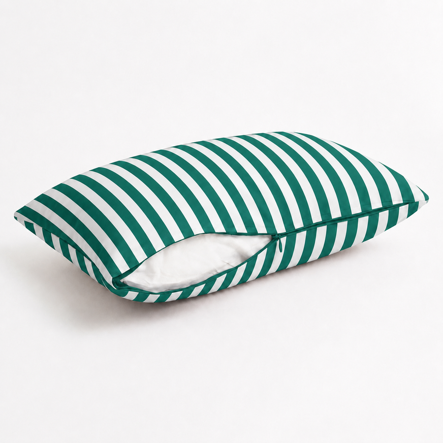 Set di 2 Cuscini Decorativi da Giardino 60x35 cm Righe Verde – foto 3
