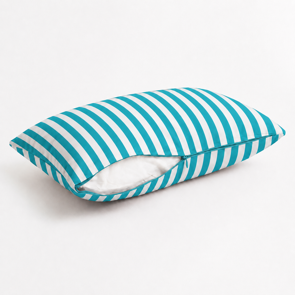 Set di 2 Cuscini Decorativi da Giardino 60x35 cm Righe Turchese – foto 3