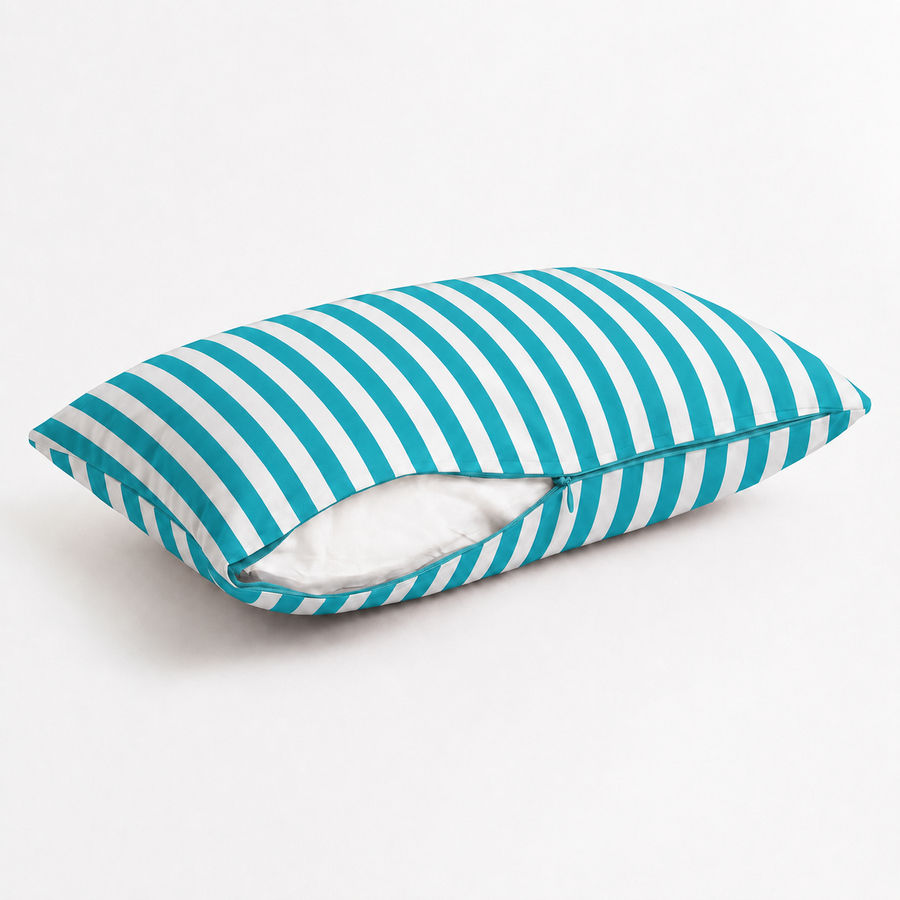 Set di 2 Cuscini Decorativi da Giardino 60x35 cm Righe Turchese – foto 3