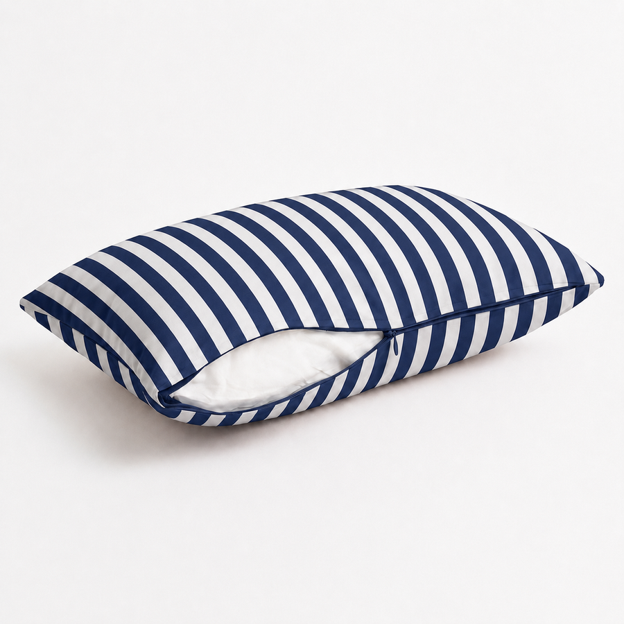 Set di 2 Cuscini Decorativi da Giardino 60x35 cm Righe Blu Navy – foto 3