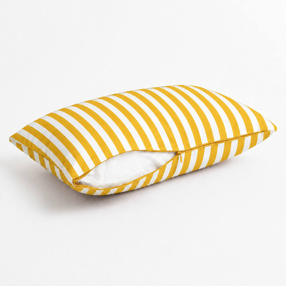 Set di 2 Cuscini Decorativi da Giardino 60x35 cm Righe Giallo – foto 3