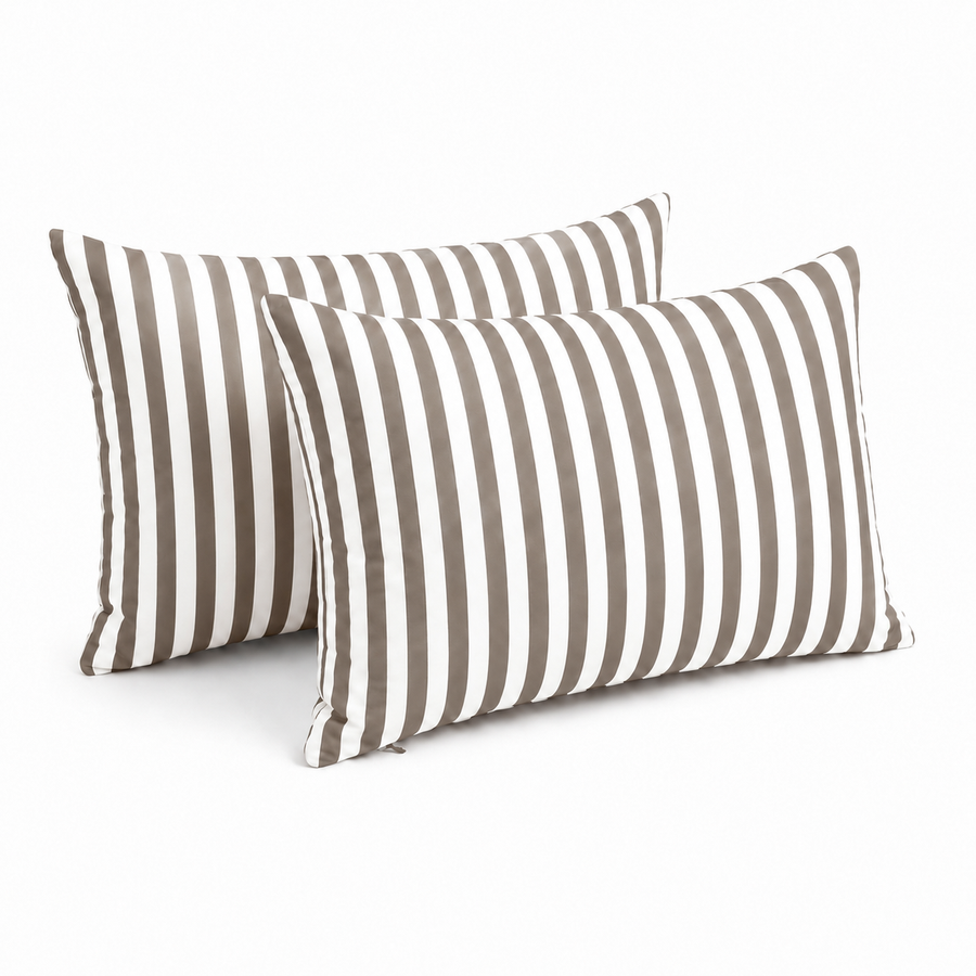 Set di 2 Cuscini Decorativi da Giardino 60x35 cm Righe Beige – foto 2