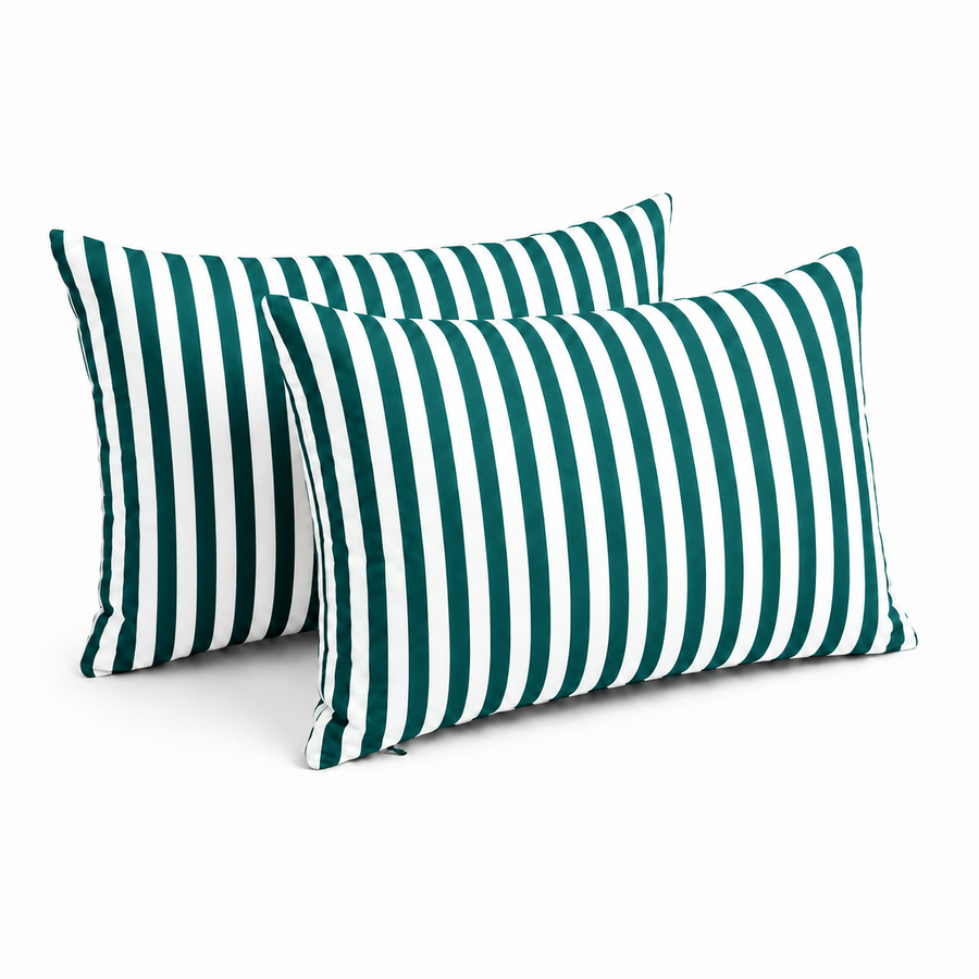 Set di 2 Cuscini Decorativi da Giardino 60x35 cm Righe Verde – foto 2