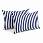 Lot de 2 Coussins d'Appoint Jardin 60x35 cm Rayure Bleu Marine - Premium 270g Déhoussable