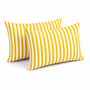 Lot de 2 Coussins d'Appoint Jardin 60x35 cm Rayure Jaune - Premium 270g Déhoussable