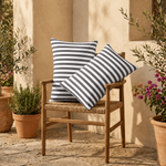Lot de 2 Coussins d'Appoint Jardin 60x35 cm Rayure Gris Foncé - Premium 270g Déhoussable