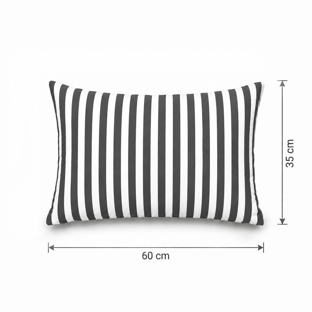 Lot de 2 Coussins d'Appoint Jardin 60x35 cm Rayure Gris Foncé - Premium 270g Déhoussable – schema con le misure
