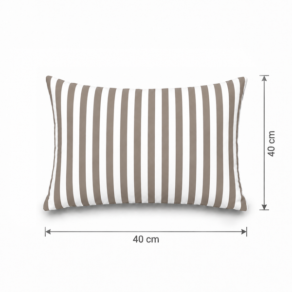 Lot de 2 Coussins d'Appoint Jardin 60x35 cm Rayure Beige - Premium 270g Déhoussable