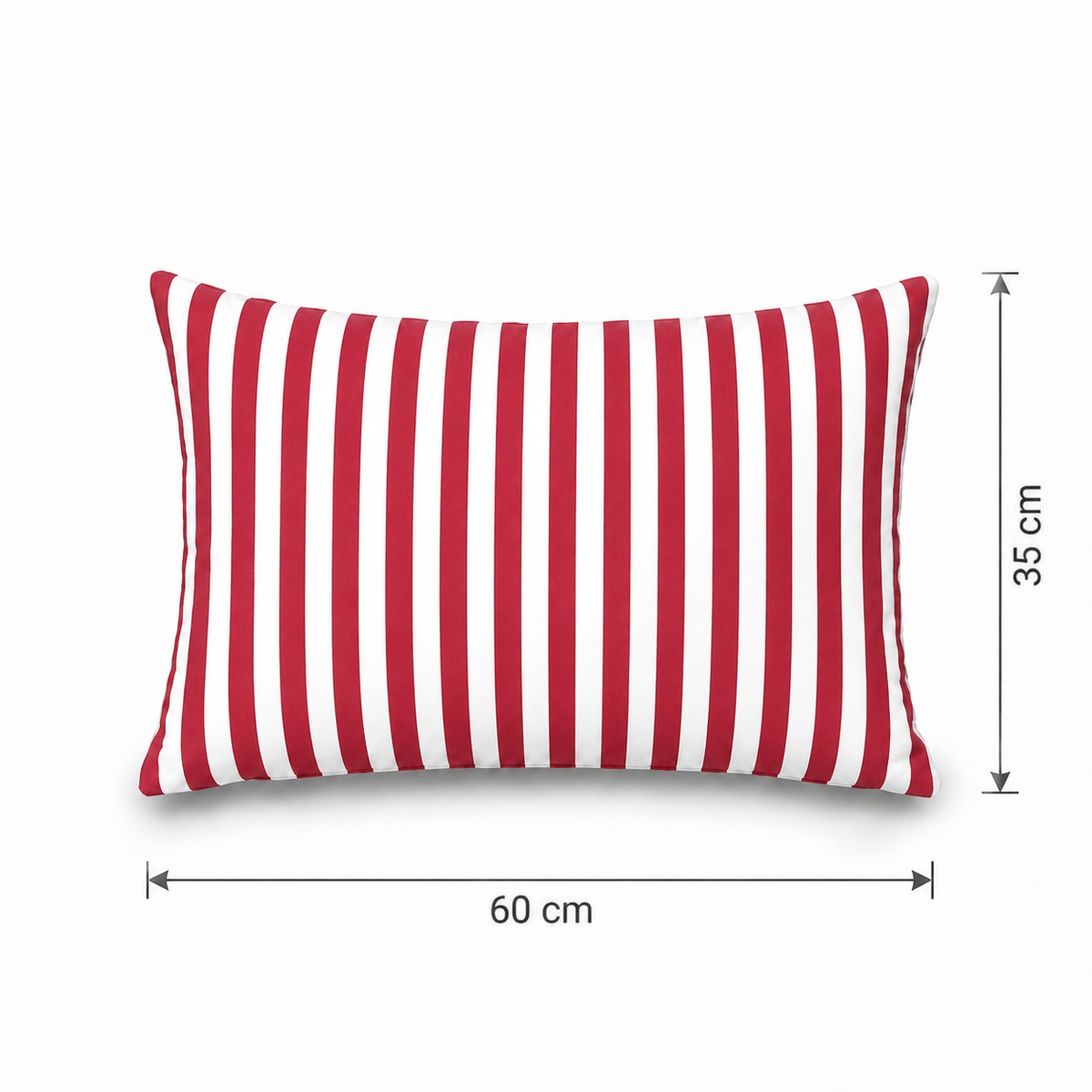 Lot de 2 Coussins d'Appoint Jardin 60x35 cm Rayure Rouge - Premium 270g Déhoussable – schema con le misure