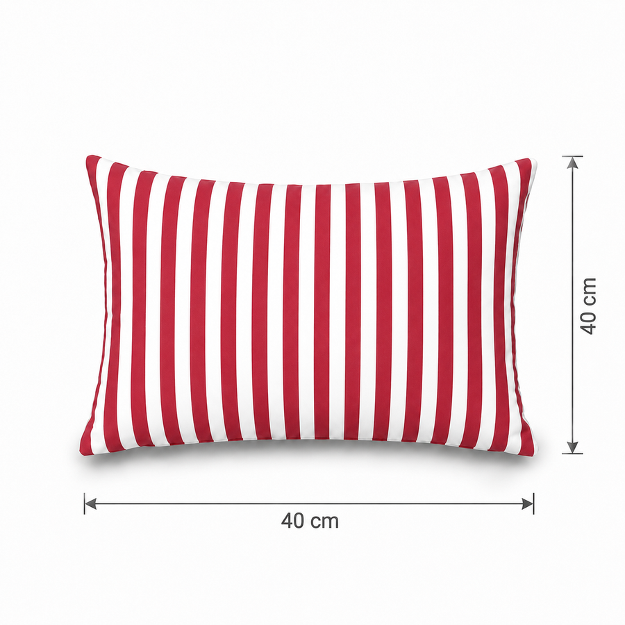 Set di 2 Cuscini Decorativi da Giardino 60x35 cm Righe Rosso – foto 5