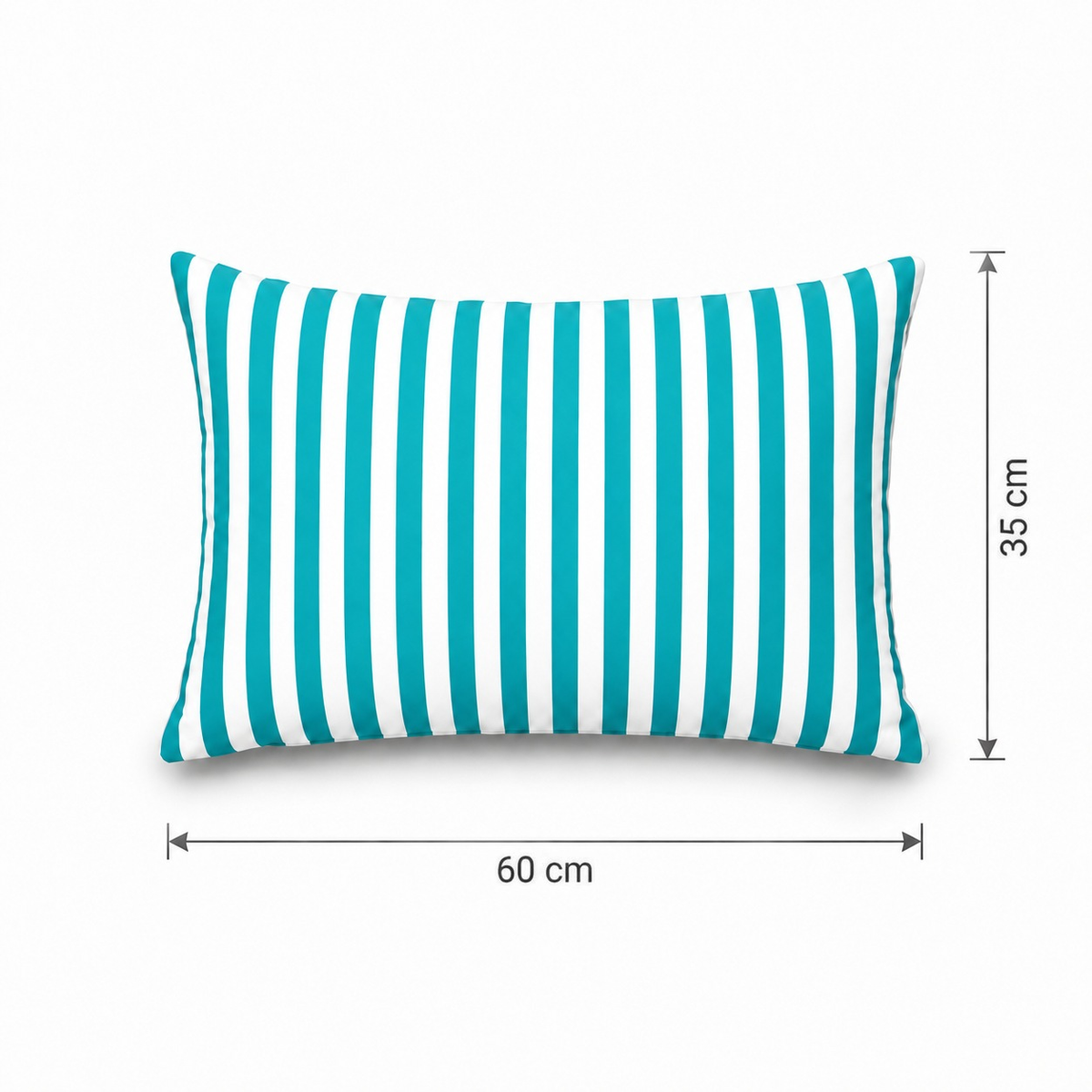 Lot de 2 Coussins d'Appoint Jardin 60x35 cm Rayure Turquoise - Premium 270g Déhoussable – schema con le misure