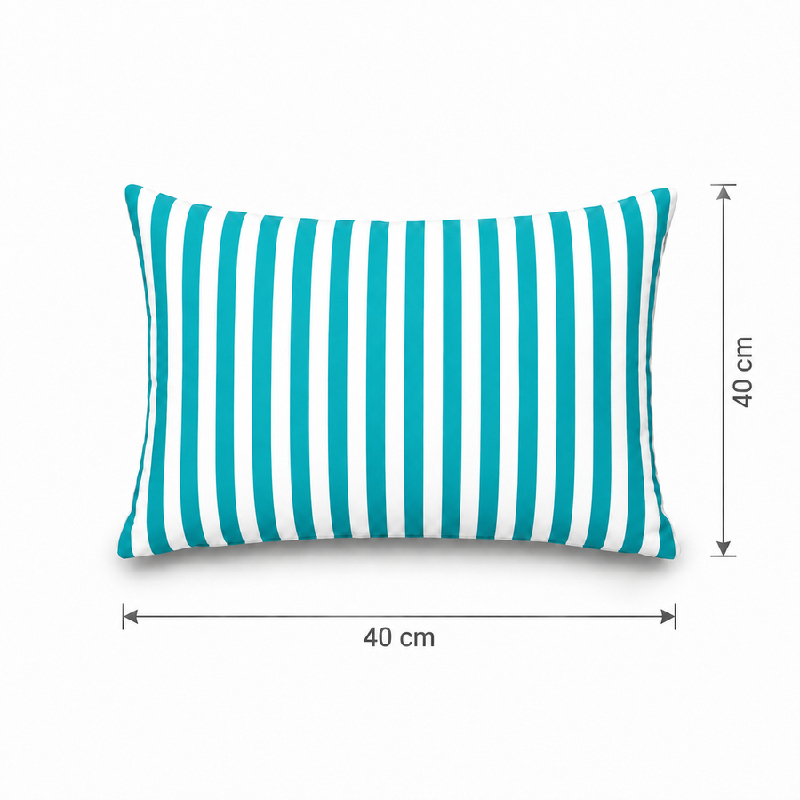 Set di 2 Cuscini Decorativi da Giardino 60x35 cm Righe Turchese – foto 5