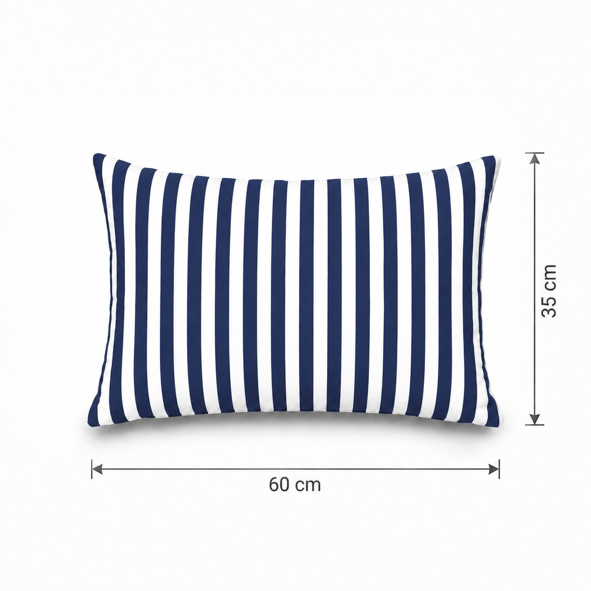 Lot de 2 Coussins d'Appoint Jardin 60x35 cm Rayure Bleu Marine - Premium 270g Déhoussable – schema con le misure