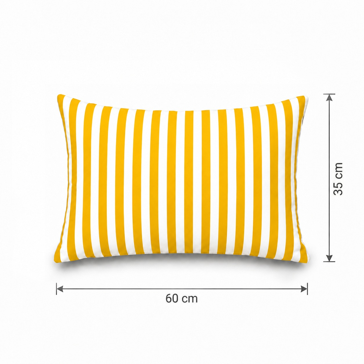 Lot de 2 Coussins d'Appoint Jardin 60x35 cm Rayure Jaune - Premium 270g Déhoussable – schema con le misure