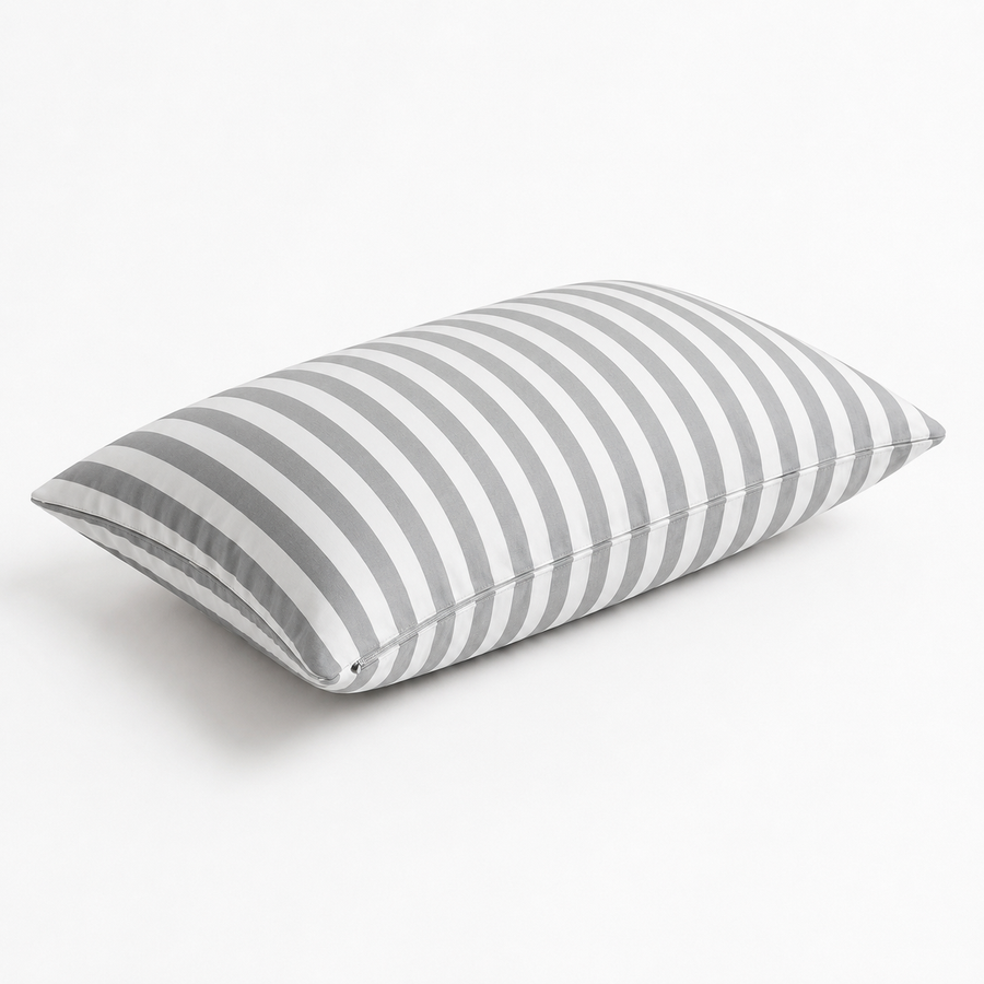 Set di 2 Cuscini Decorativi da Giardino 60x35 cm Righe Grigio Chiaro – foto 4