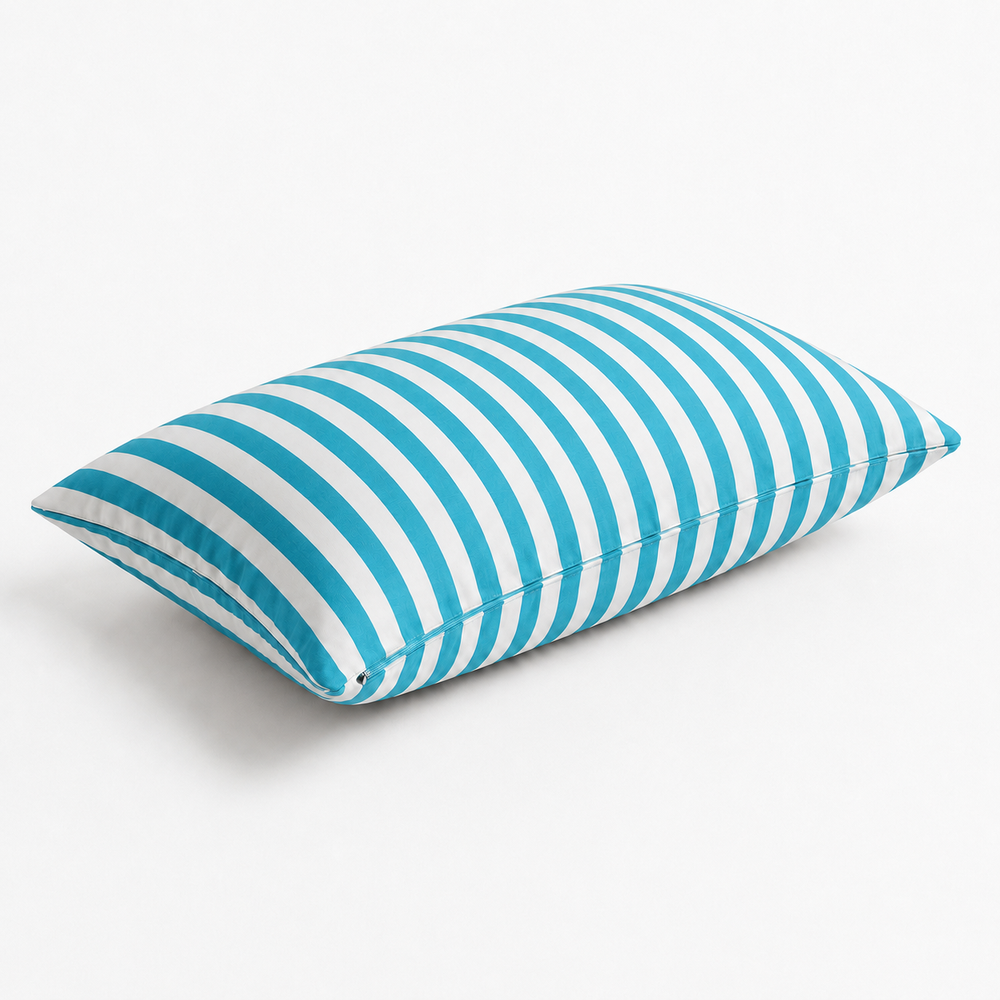 Set di 2 Cuscini Decorativi da Giardino 60x35 cm Righe Turchese – foto 4