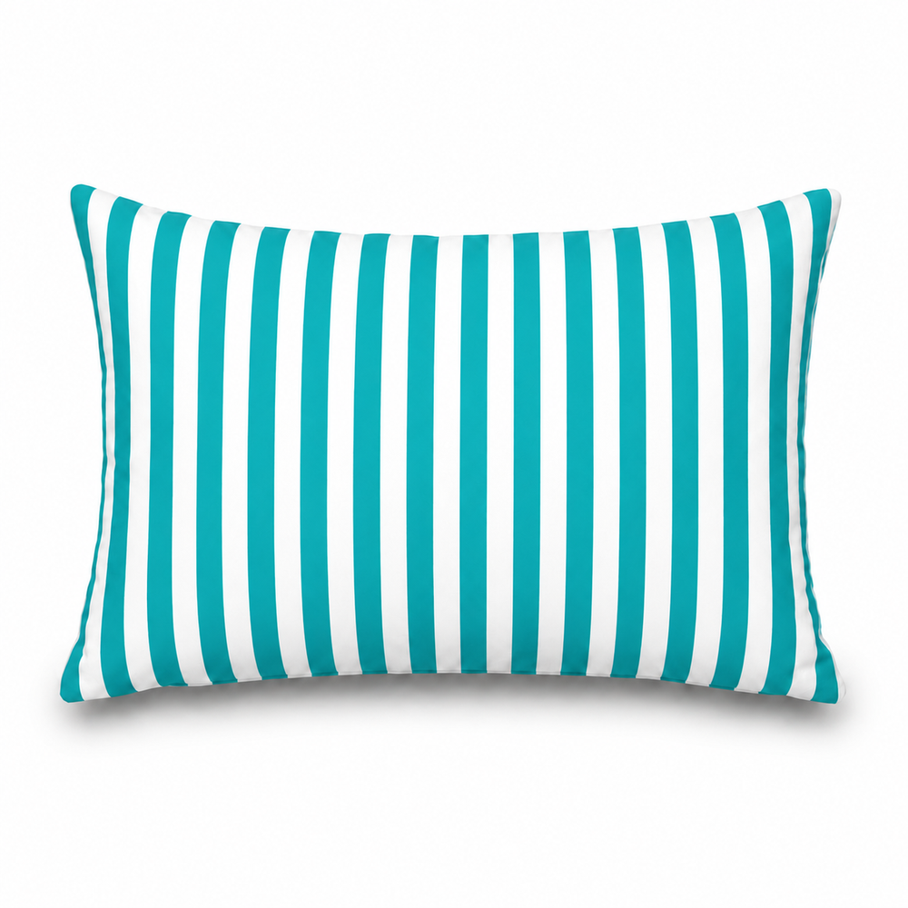 Set di 2 Cuscini Decorativi da Giardino 60x35 cm Righe Turchese – foto 7