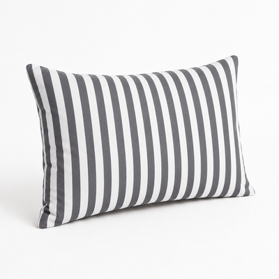 Lot de 2 Coussins d'Appoint Jardin 60x35 cm Rayure Gris Foncé - Premium 270g Déhoussable