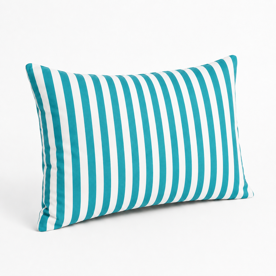 Set di 2 Cuscini Decorativi da Giardino 60x35 cm Righe Turchese – foto 6