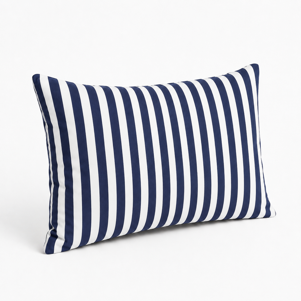 Set di 2 Cuscini Decorativi da Giardino 60x35 cm Righe Blu Navy – foto 7