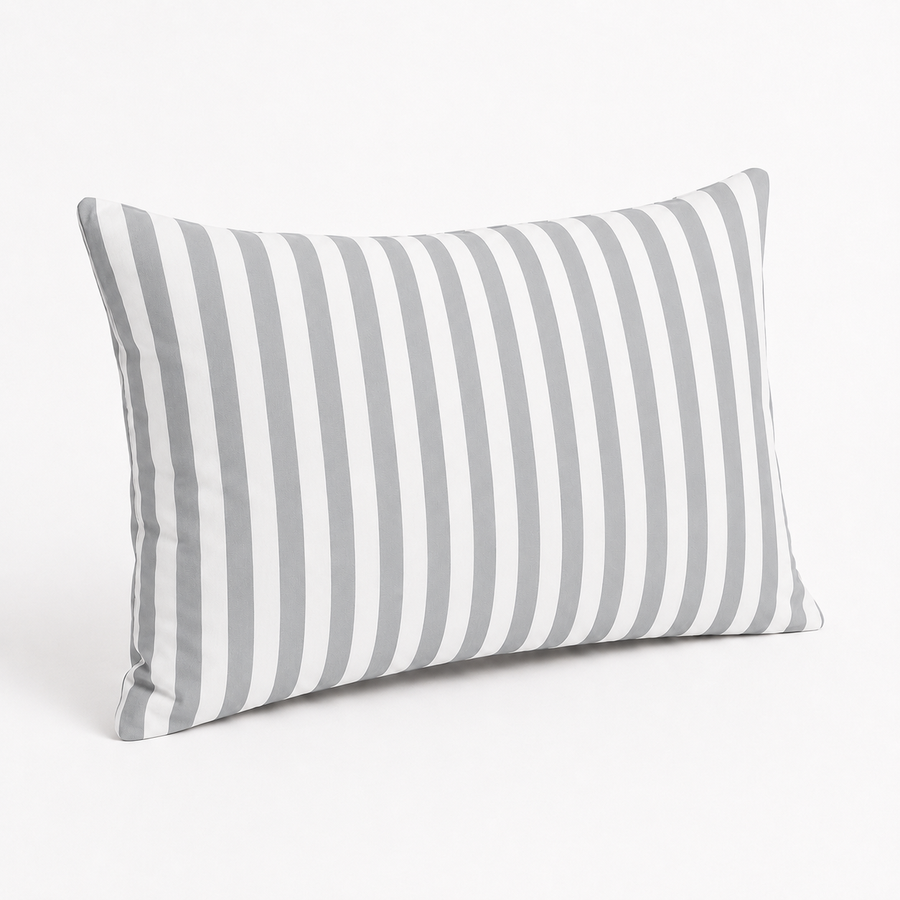 Set di 2 Cuscini Decorativi da Giardino 60x35 cm Righe Grigio Chiaro – foto 6