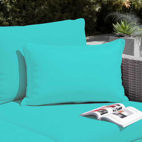 Cuscino da decorazione esterno, sfoderabile, set da 2, 60x35cm - Blu caraibi
