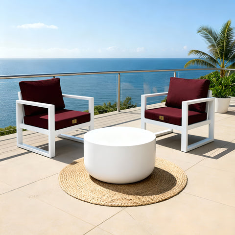 Cuscini per poltrona effetto lino sfoderabili 60x60cm prugna