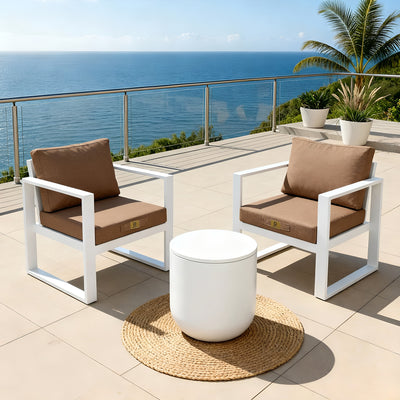 Coussins pour fauteuil effet lin déhoussable 60x60cm terracotta - Déco Arts