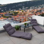 Coussin pour fauteuil de sol convertible gris foncé, avec dossier réglable, en tissu confortable, idéal pour détente et relaxation.
