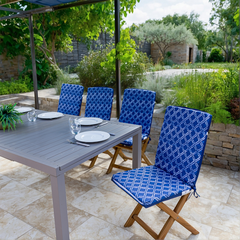 Set di 4 cuscini per sedia 95 x 40 cm, motivo blu nautico