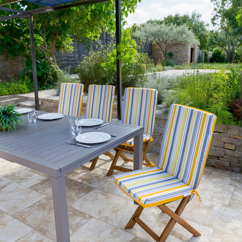 Set di 4 cuscini per sedia 95 x 40 cm motivo strisce solari