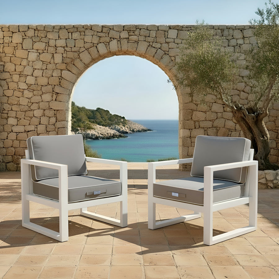 Coussins pour salon de jardin premium déhoussable 50x50cm - Gris clair - Déco Arts