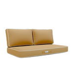 Ensemble de coussins pour fauteuils et canapés, 120x60 cm, moka, 1 assise et 2 dossiers épais 12cm avec passepoil.