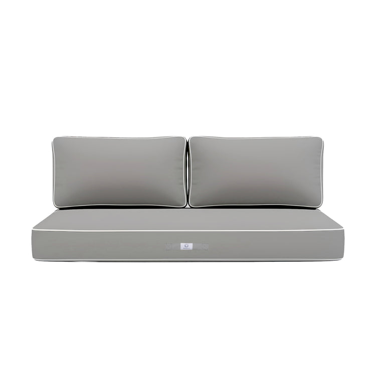 Coussins pour salon de jardin déhoussable premium 120x60cm - Gris clair - Déco Arts