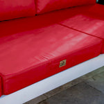 Coussins pour fauteuils et canapés en tissu rouge, ensemble déhoussable et anti-UV pour salon jardin 50x50 cm.