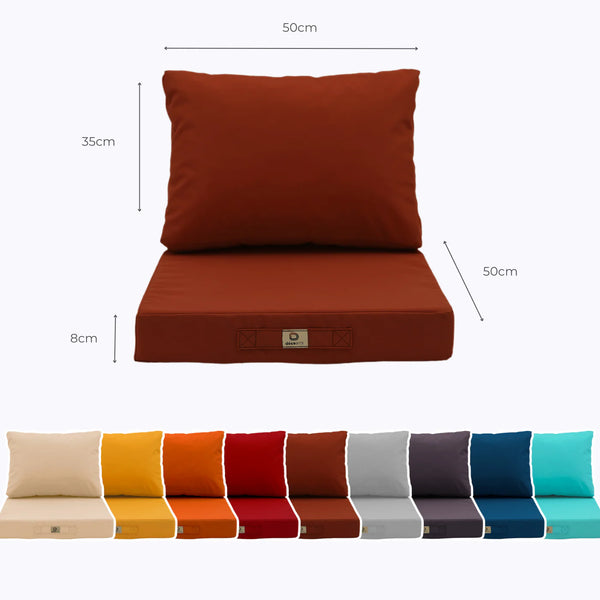 Dimensions et mesures coussin terracotta 50x50 cm