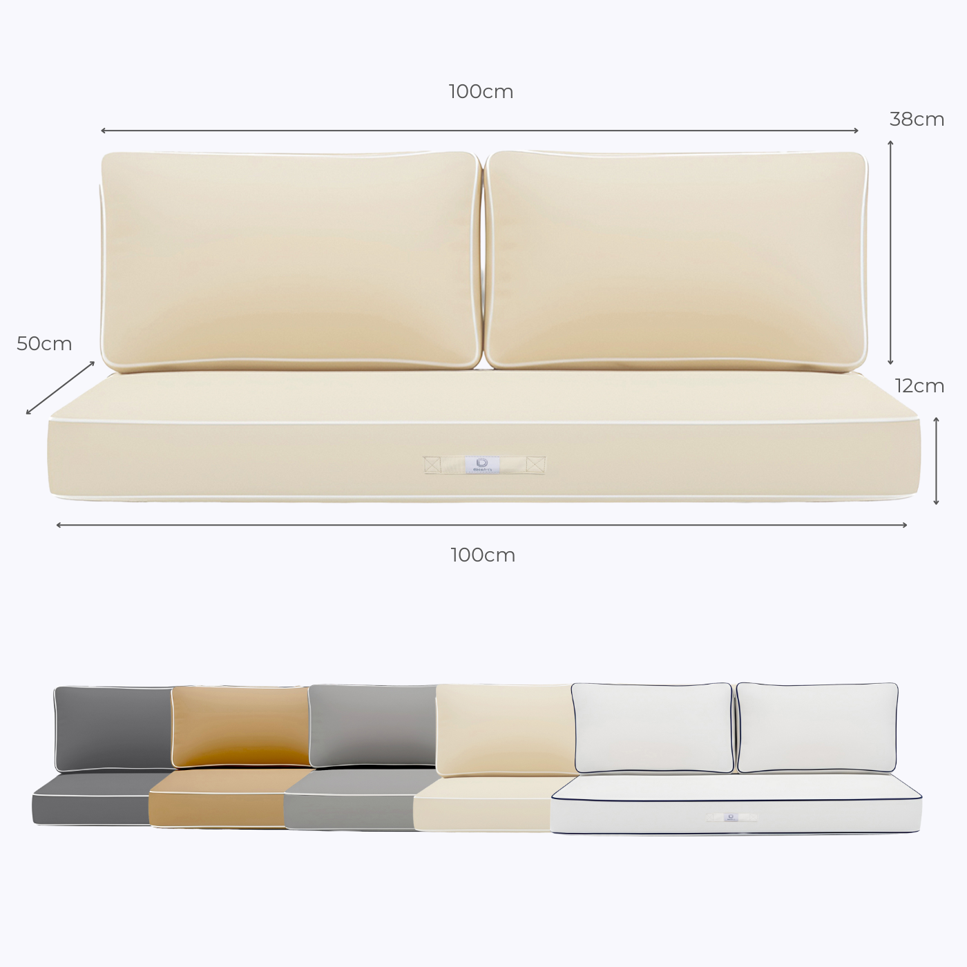 Coussins pour salon de jardin premium déhoussable 100x50cm - Jaune beurre - Déco Arts