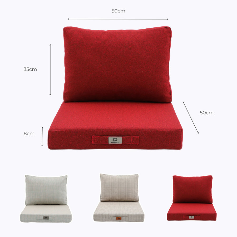 Set Cuscini Salotto da Giardino 50x50 Rosso Bordeaux – dimensioni